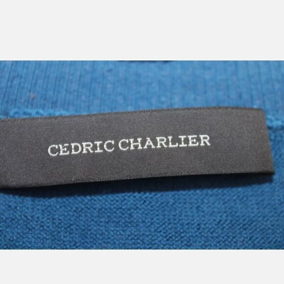 AEFFE SPA CEDRIC CHARLIER BLUE 100% VIRGIN WOOL SWEATER SIZE 6 - Picture 5 of 5